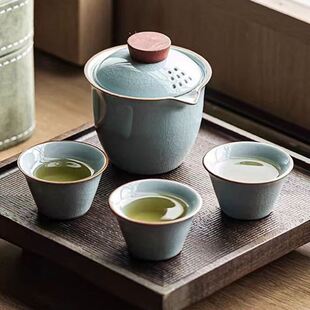 整套功夫茶具中式陶瓷小套装家用酒店客房宿舍单人小型泡茶壶茶杯