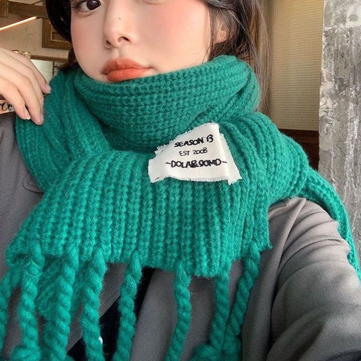 围巾女冬季2026新款韩系时尚百搭学生加厚保暖纯色毛线针织围脖厚