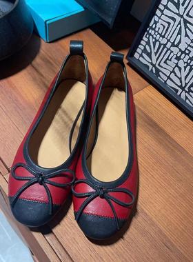 【秒杀不退换正码正拍】里外真皮小香风蝴蝶结撞色鞋子240222-427