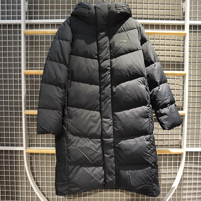 李宁男子防泼水鸭绒长羽绒服