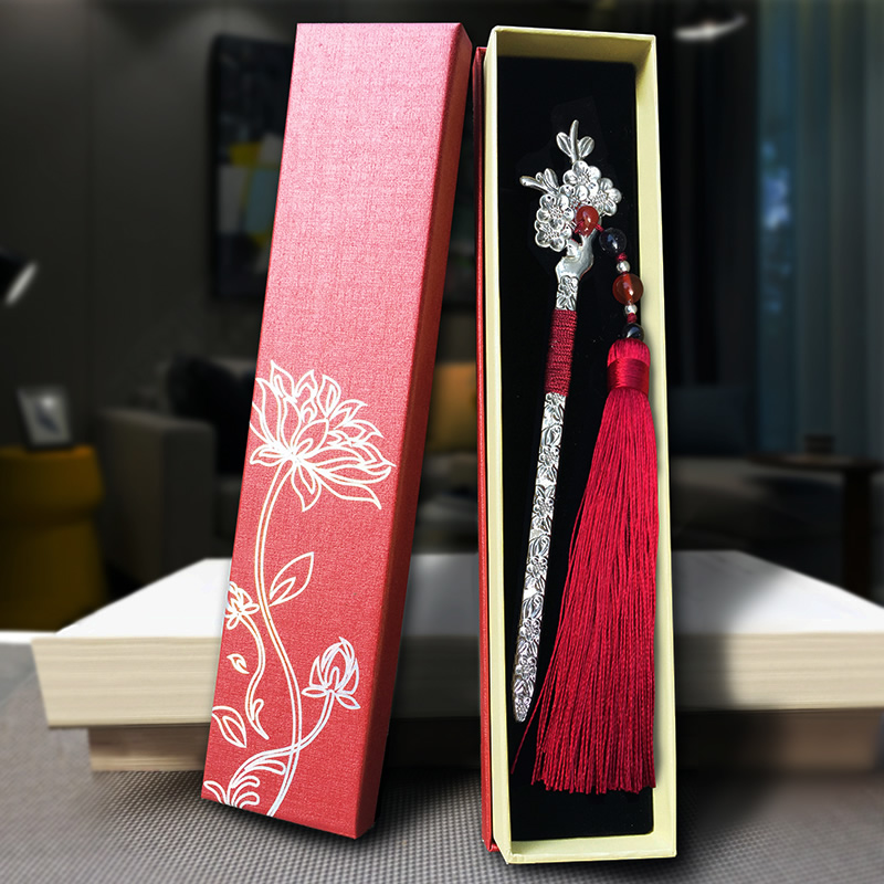 南薰书签 礼盒装古典中国风古风书签 金属男学生生日礼物女生文艺书签 创意流苏书签 江南风金属书签发簪书签