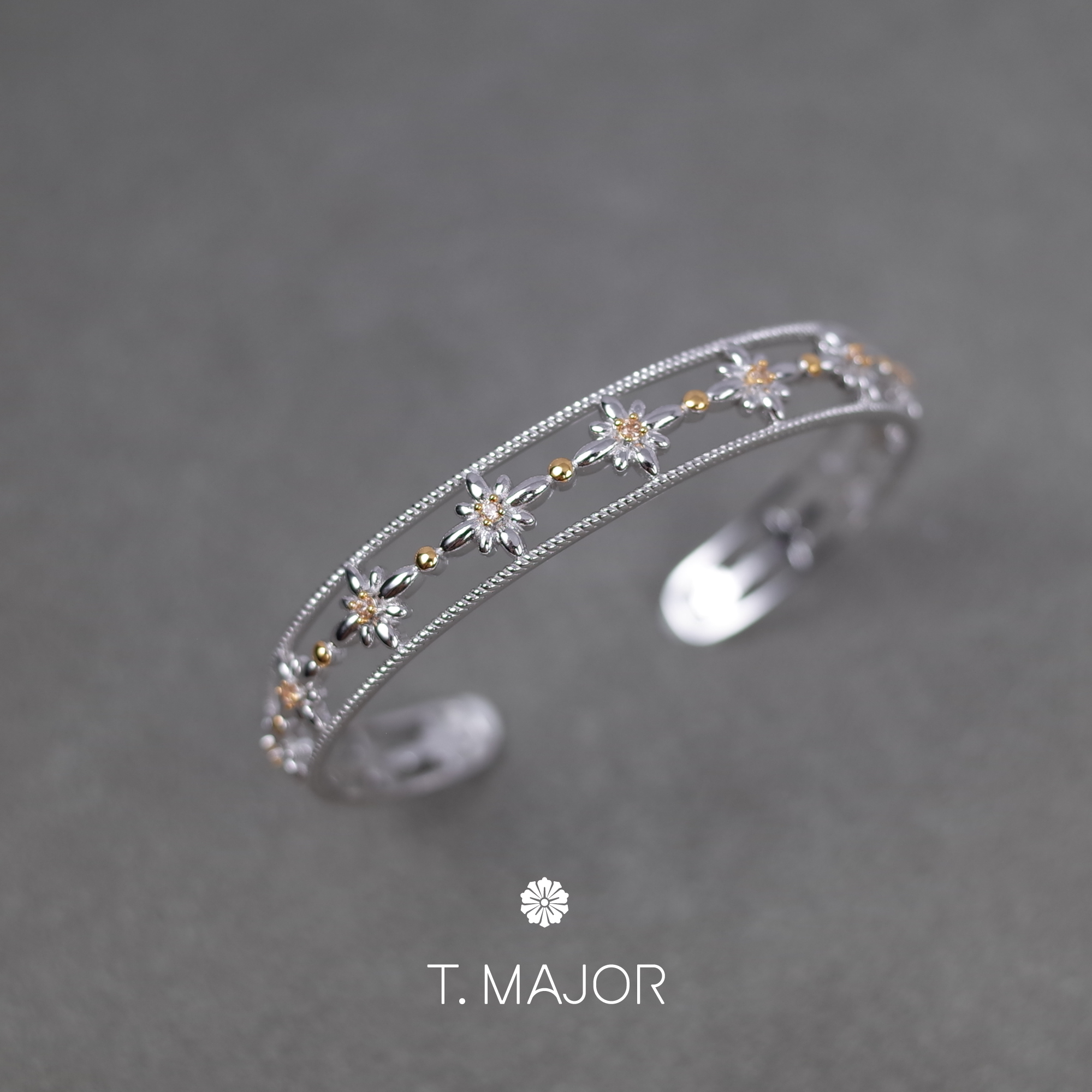 T.MAJOR 鎏金系列 星耀双色金色缠绕边手镯,饰品/流行首饰/时尚饰品新,银饰手镯,淘宝优惠券,粉丝福利购,淘宝优惠卷