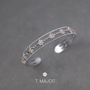 T.MAJOR 鎏金系列 星耀双色金色缠绕边手镯