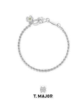 山茱萸系列 百搭麻花扭纹小花吊坠手链