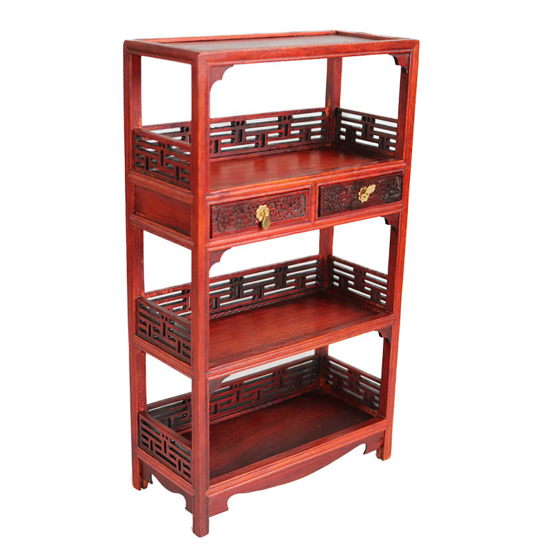 红酸枝木书架仿古微缩家具模型工居装饰摆件书柜