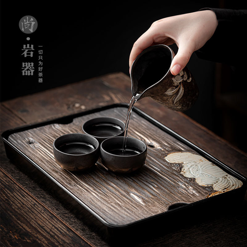 复古陶瓷茶盘简易客厅办公室会客储水式茶台干泡盘功夫茶具茶