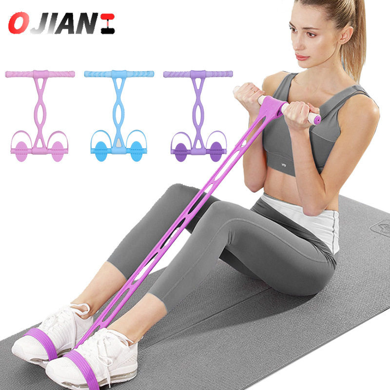 新款脚蹬拉力器减肥神器仰卧起坐瘦肚子健身瑜伽脚踏多功能弹力绳
