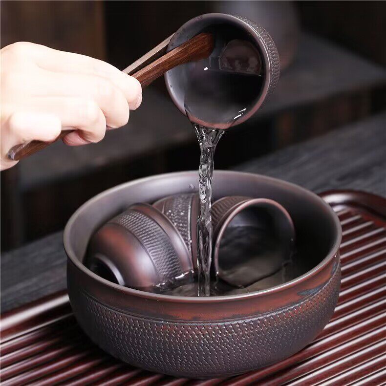 建水紫陶大号茶洗家用茶渣水盂笔洗功夫茶道配件水杯洗紫砂茶具