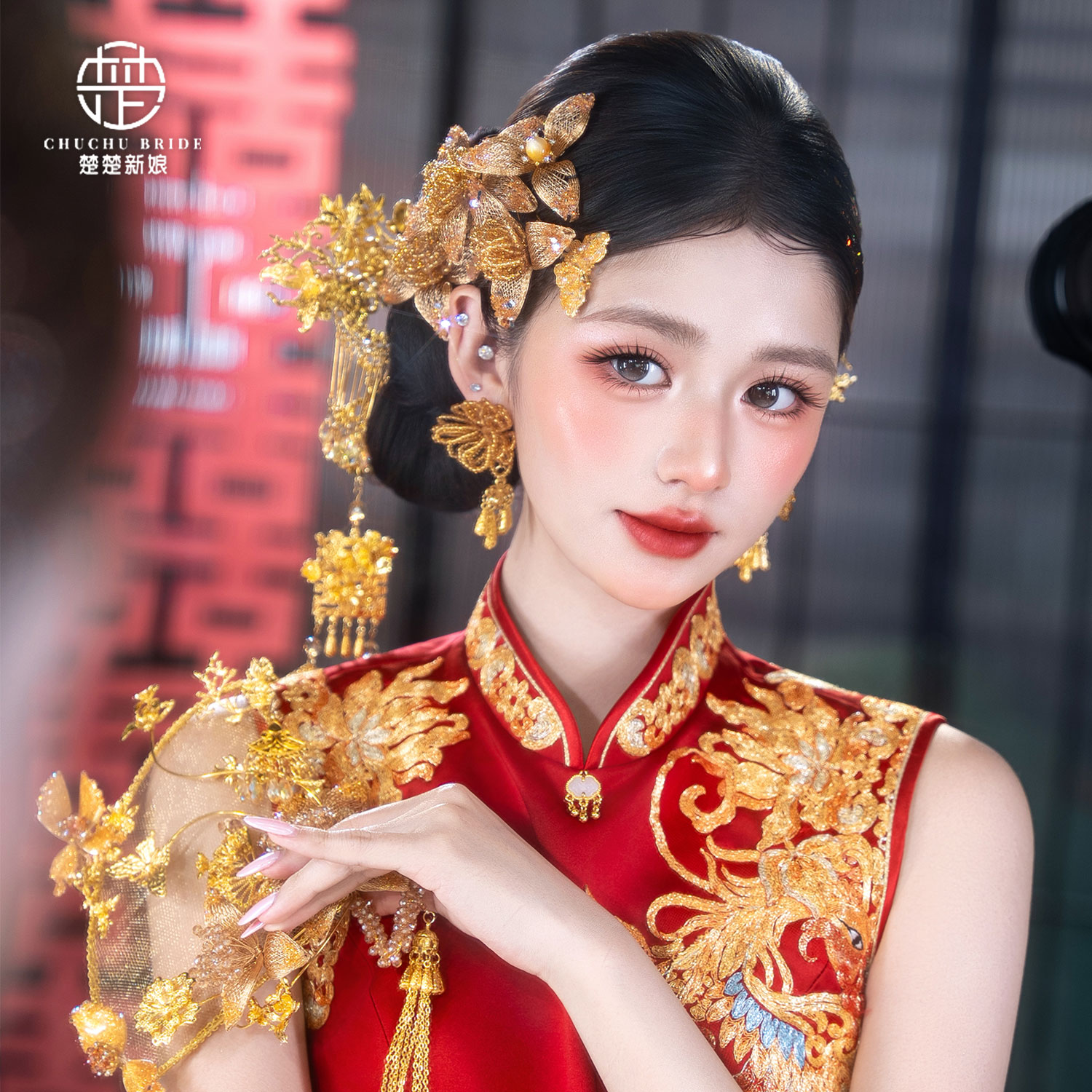 新中式掐丝花朵新娘发饰