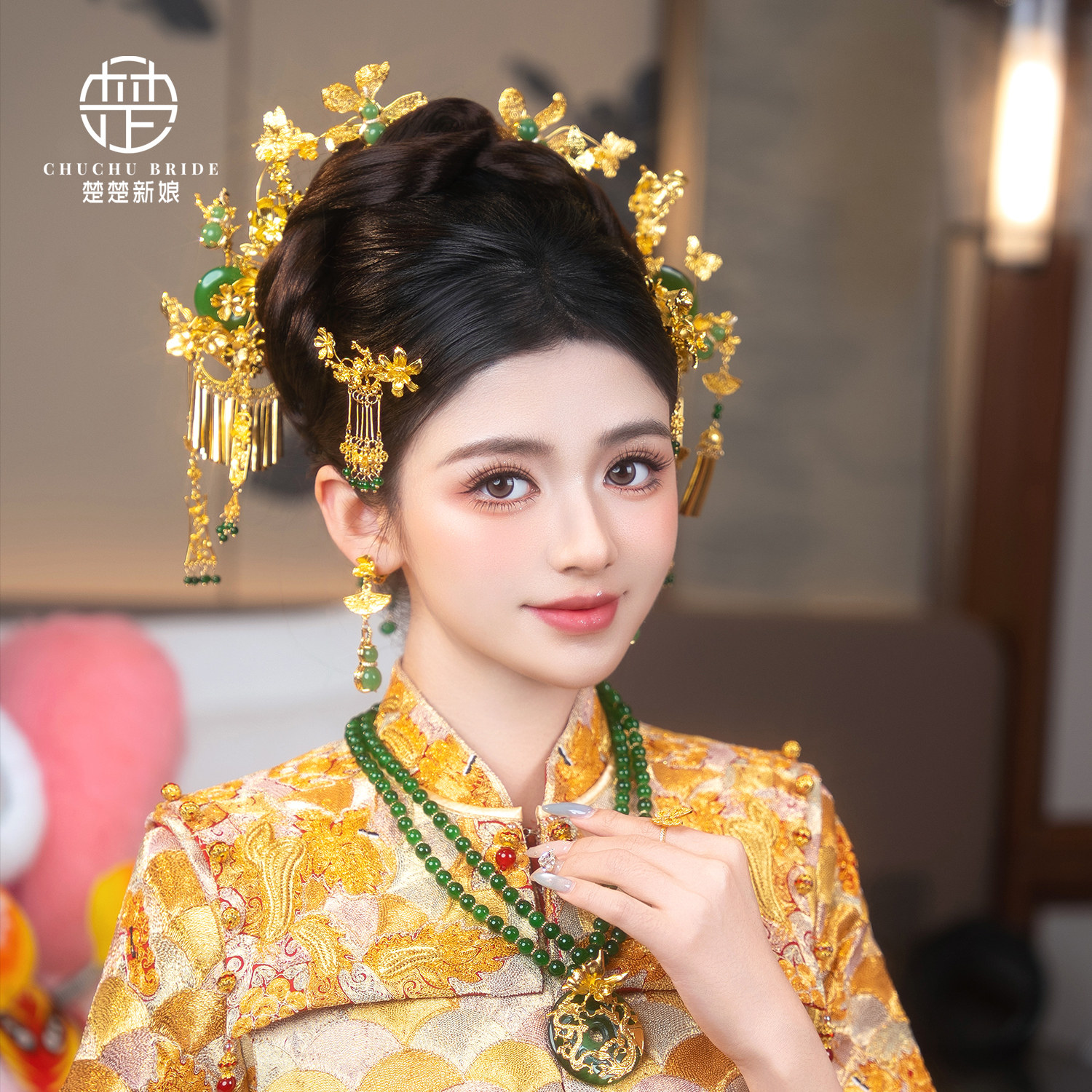 2025新款中式新娘头饰秀禾服龙凤褂汉服古风发饰古装婚礼结婚饰品