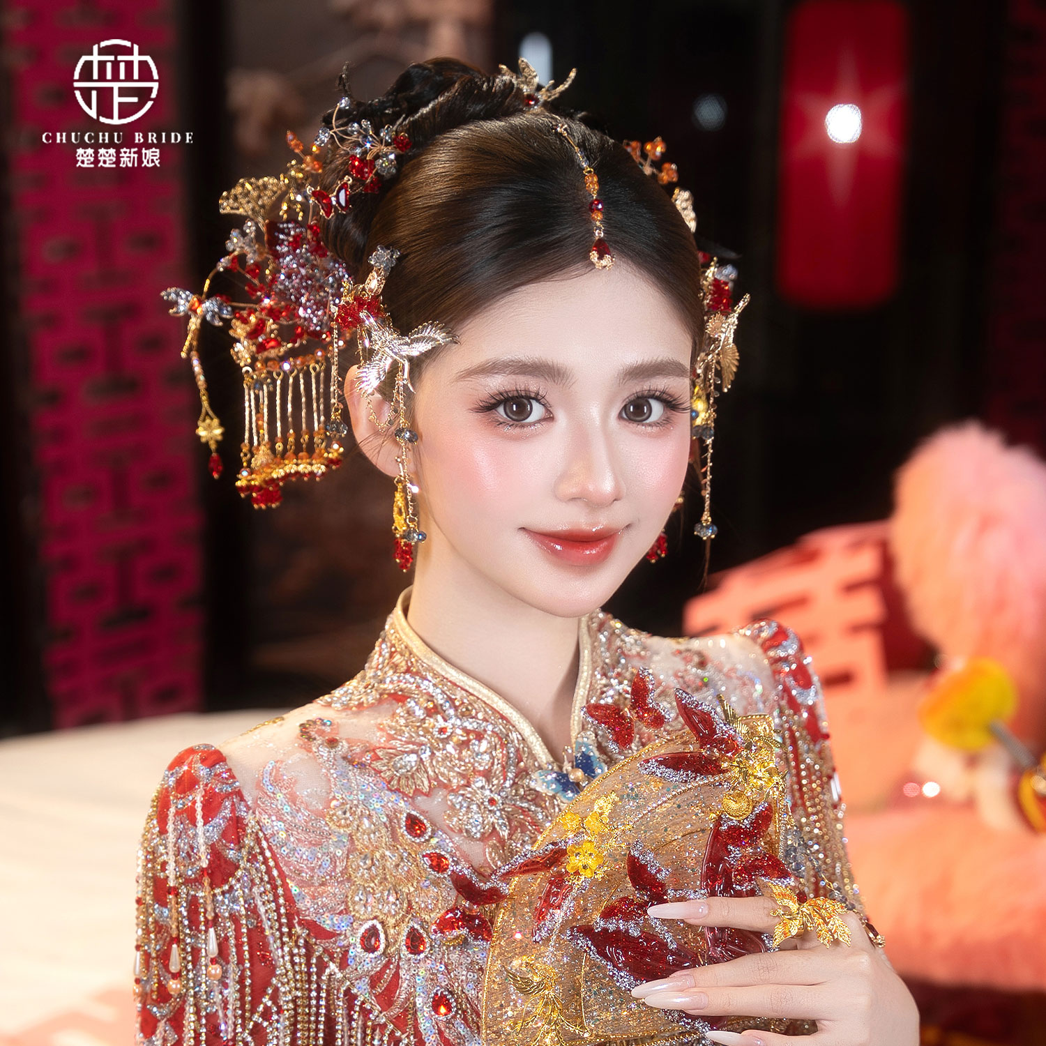 新中式手工流苏新娘侧边发夹
