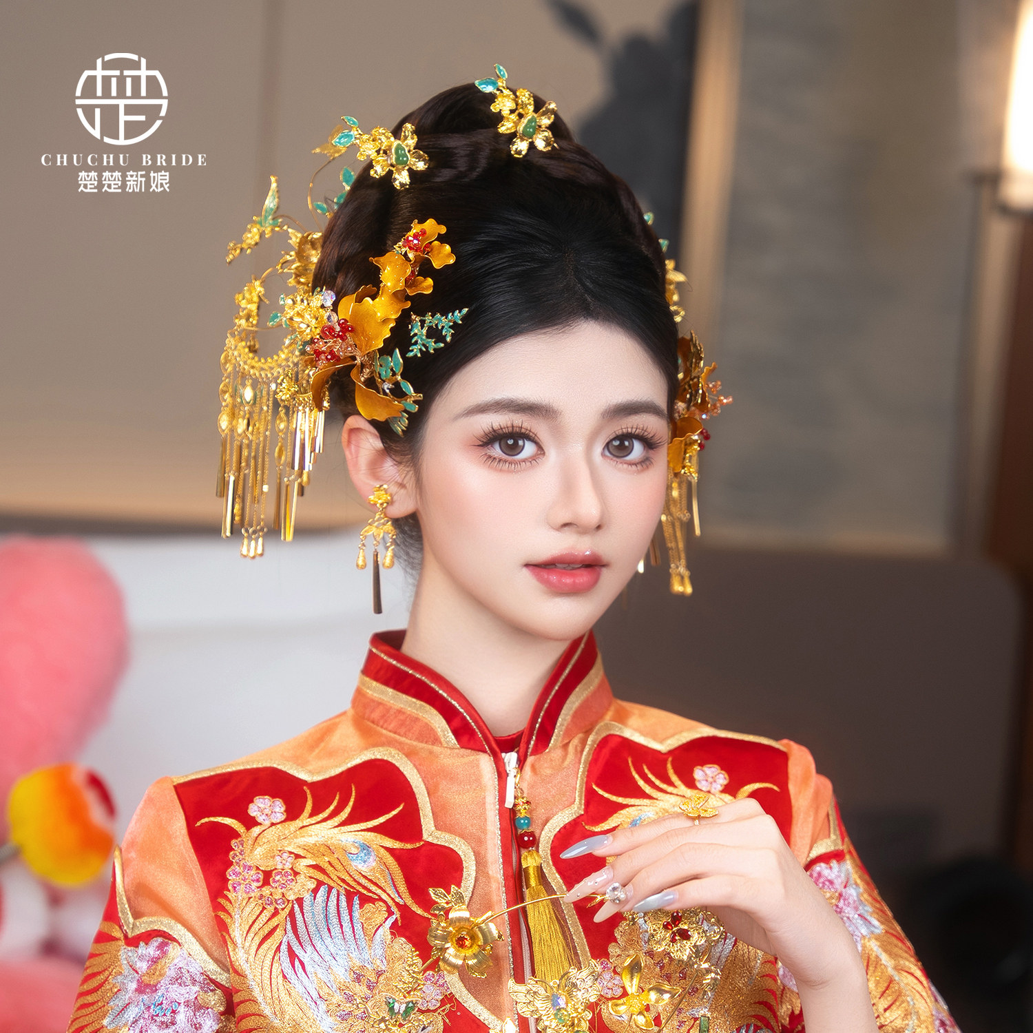楚楚新娘秀禾头饰古风饰品