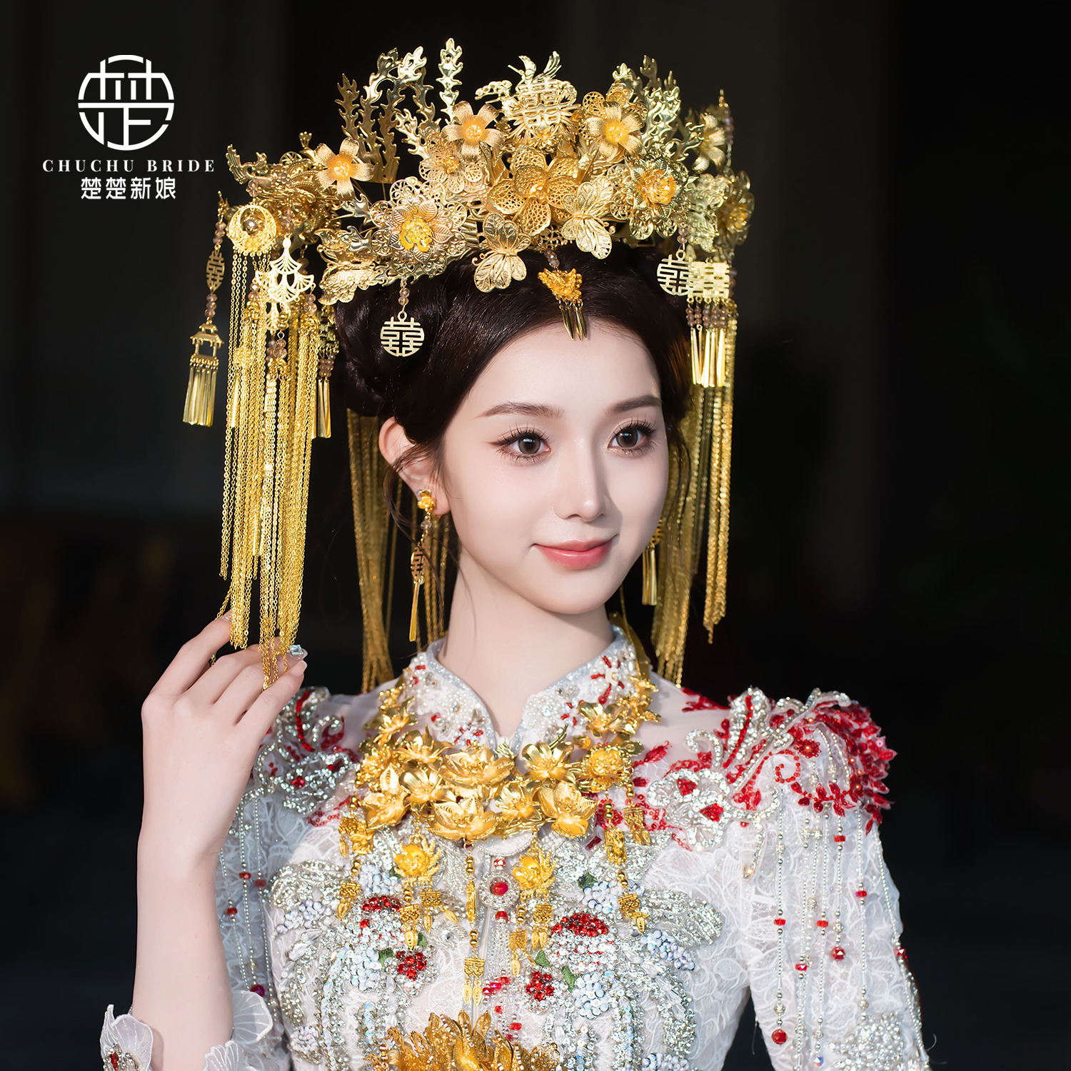 明制头饰高端中式新娘汉婚凤冠汉服婚礼发冠皇后大婚结婚奢华