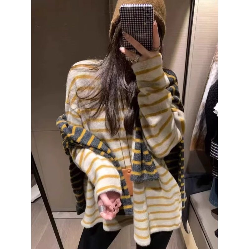 条纹双面长袖T恤女春季韩系宽松中长版打底衫配鲨鱼裤上衣0124e,女装/女士精品,T恤,淘宝优惠券,粉丝福利购,淘宝优惠卷