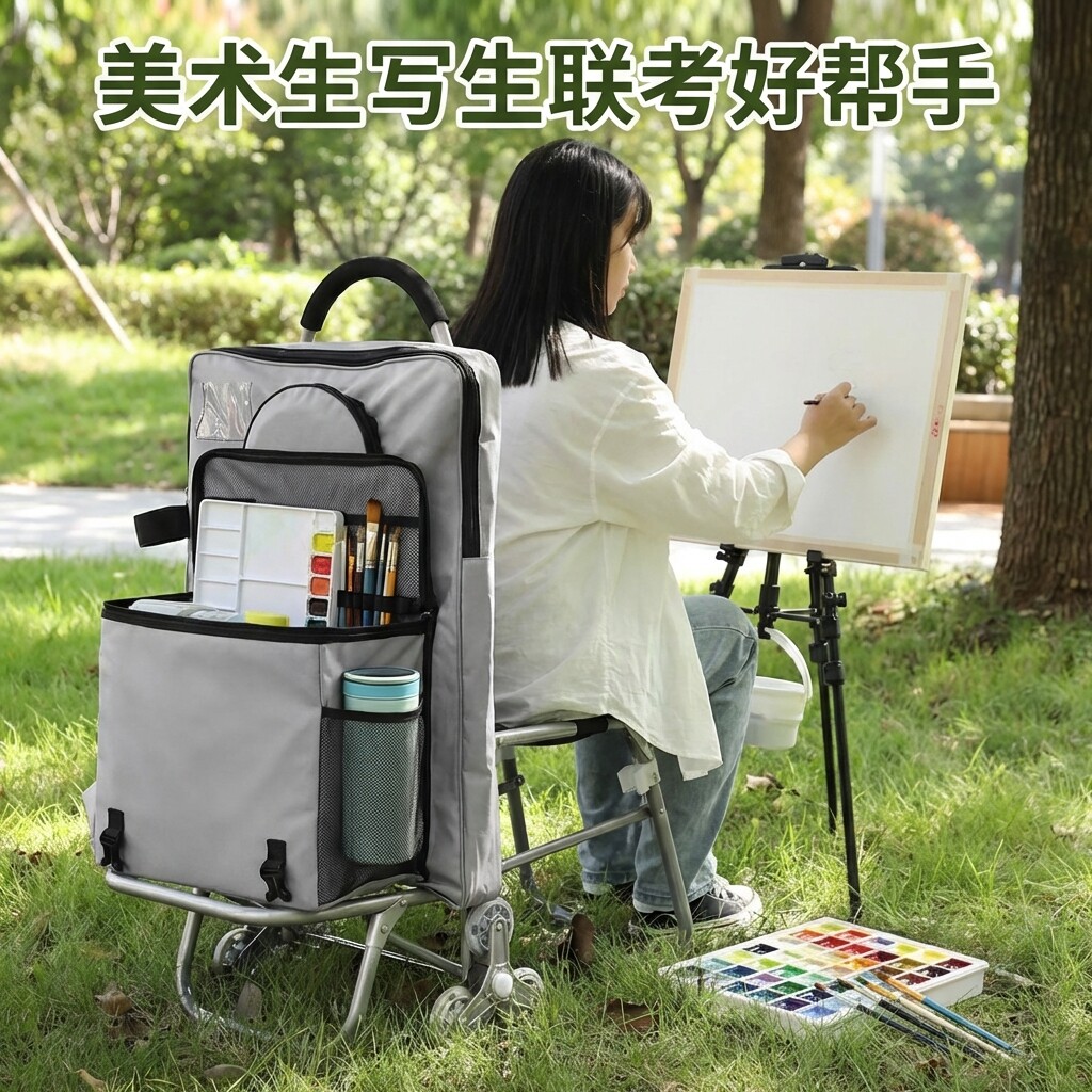 青竹美术生艺考写生推车小推车美术生专用写生车画车画包户外写生画具收纳车油画车写生小拉车拖车爬楼梯
