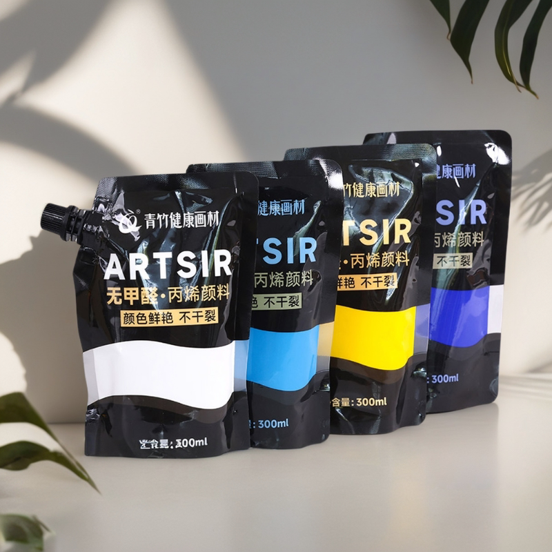 青竹丙烯颜料袋装防水防晒不掉色墙绘专用白色颜料500ml大容量石膏娃娃涂色黑色染料丙稀儿童涂鸦Diy绘画