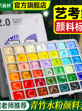 青竹水粉颜料套装42色颜料美术生专用80ml绘画大师果冻24色学生流光白水彩画画工具全套色彩画材官方旗舰店