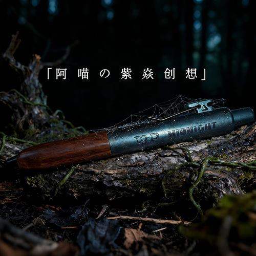 日本TANOOCI塔诺塞TOP限定暗夜黑色中性笔小胖笔檀木笔握礼盒0.5