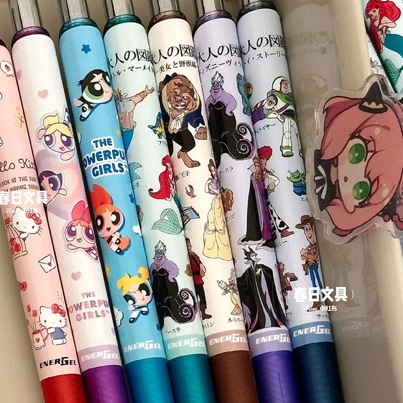 日本Pentel派通新款凯蒂猫美人鱼限量版玩具总动员黑速干水笔0