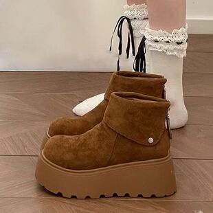 厚底增高勃肯雪地靴女款秋冬季新款时尚加绒保暖女士短靴子
