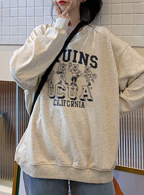 个性薄款长袖卫衣女秋季新款韩版女装学生情侣宽松套头字母印花潮