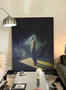 肌肉男烟雾幻境装饰画公寓卧室挂画喷绘油画摆画墙卧室客厅挂画