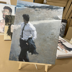 散步肌肉男西装高清装饰画卧室挂画喷绘油画房间室内挂墙靠墙型男