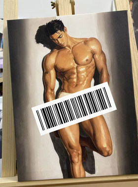 男体油画艺术肌肉男写生简约健身房布置胸肌装饰画布置人体艺术