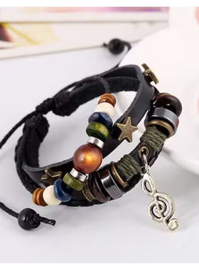 美式复古酷帅星星情侣男潮编制时尚手链