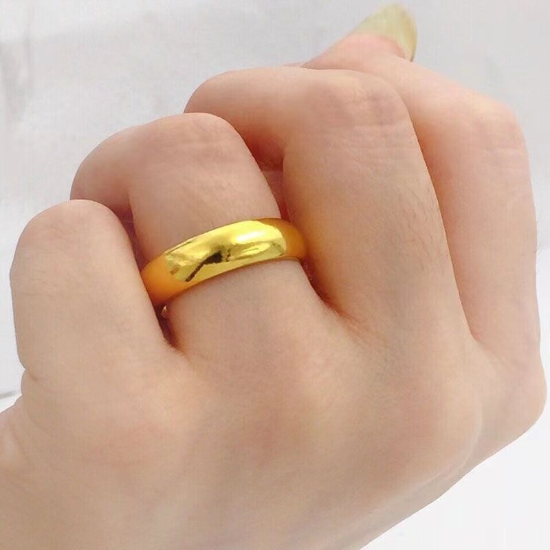 合金戒指/指环【光面戒指】百福素圈戒指男女结婚情侣对戒不掉色