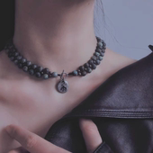 WINNME·石忆·天然非洲磨砂绿松石绿短项链choker原创手工设计