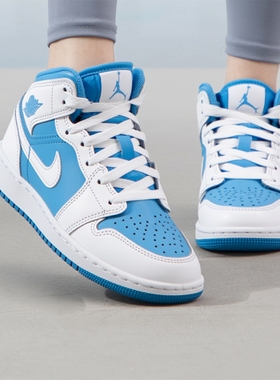 Air Jordan 1 Mid SE 白蓝 GS 运动休闲舒适中帮篮球鞋FZ3933-114