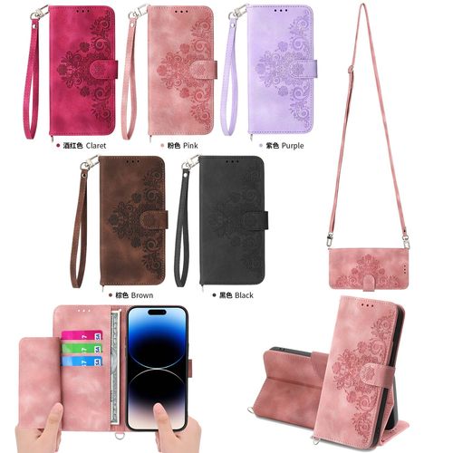 适用红米 Note11/Note12s/Note13Pro/M6/POCO X5 Pro/红米Note 14/14C/F5 Pro肤感多卡压花 手机套 翻盖 防摔