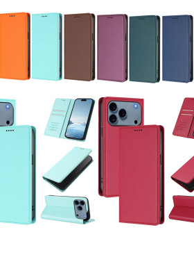 适用三星 Galaxy A17/A15/A34/A54/A53/M55/A07/A22/A52/A35/A55/A36/A56 PT25皮纹强磁 商务款 翻盖式防摔