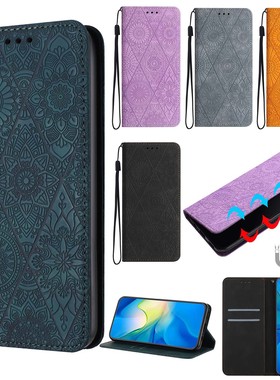 适用红米 Note8/Note 11/Note10/Note 12 Pro/9A/9T/Note 9/14C/12C/小米 12T 复古图腾压花 强磁手机皮套