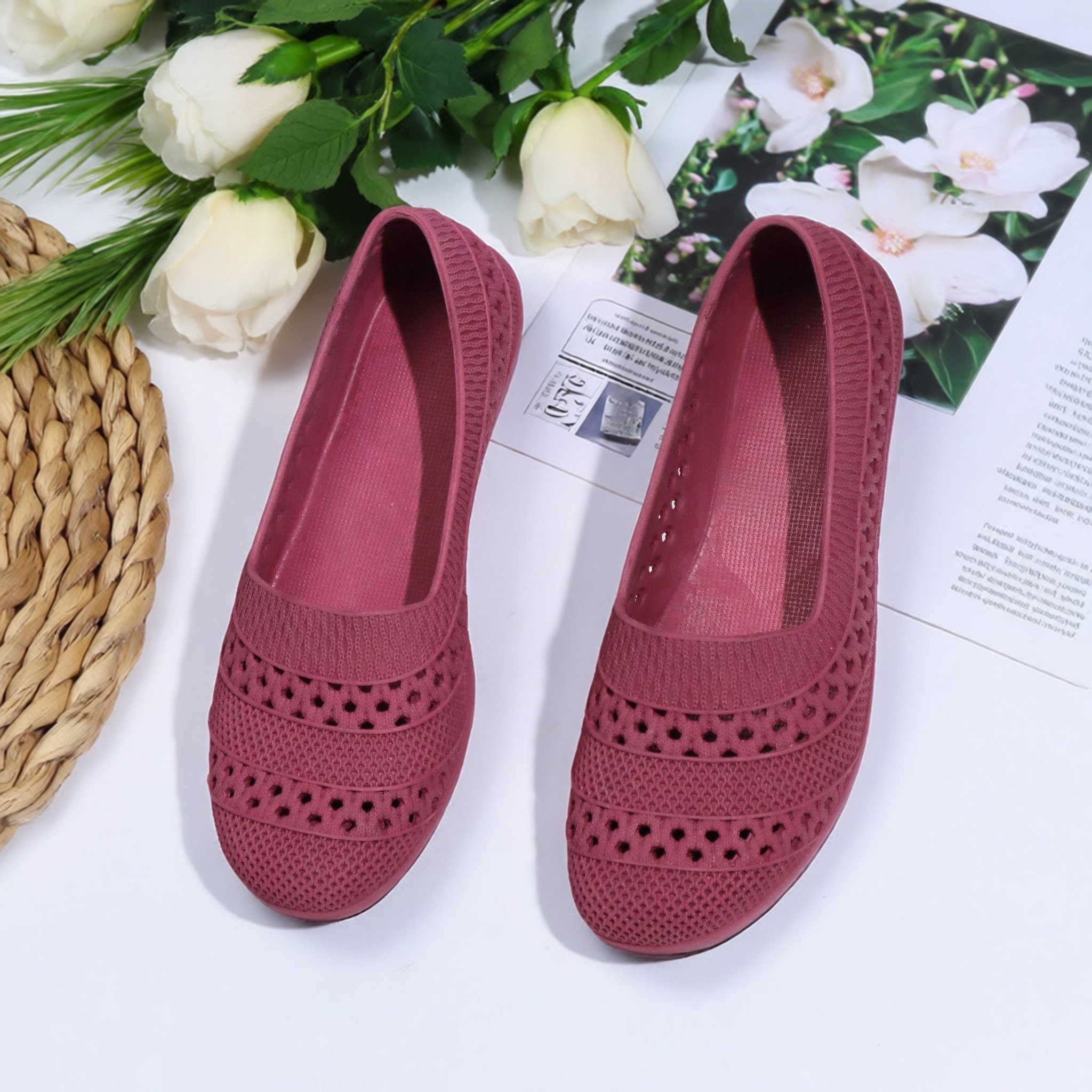 越南进口乳胶洞洞单鞋女款超软底不累脚镂空凉鞋防臭透气洞洞鞋,女鞋,洞洞鞋,淘宝优惠券,粉丝福利购,淘宝优惠卷