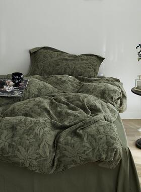 复古茉莉提花丨床上四件套纯棉全棉2024新款绿色春秋款高级感床品