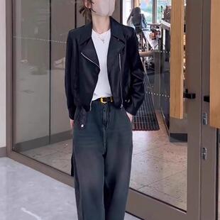 百搭显瘦短款 小个子时尚 夹克上衣 新款 复古pu皮衣外套女2024秋冬季