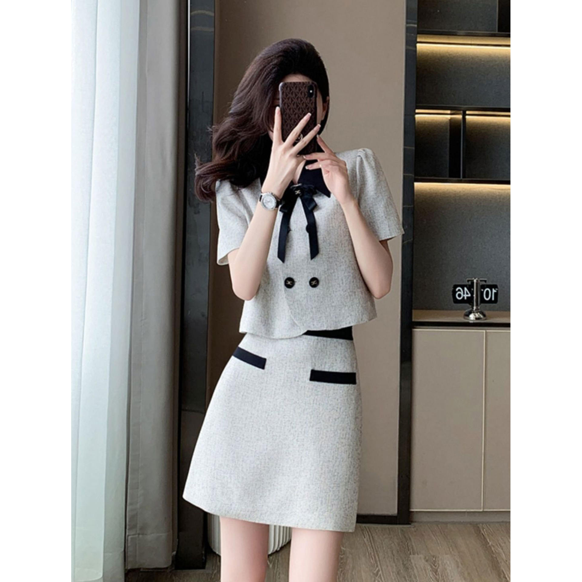 小香风初恋清纯奶甜套装女