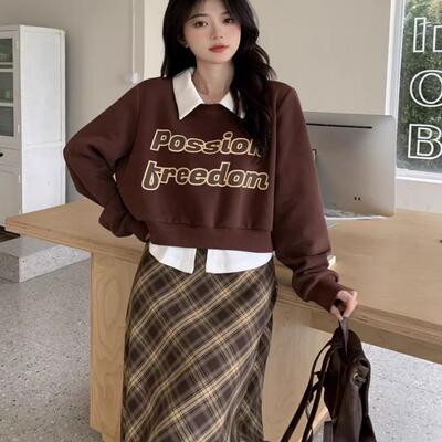 大码胖MM学院风时尚套装