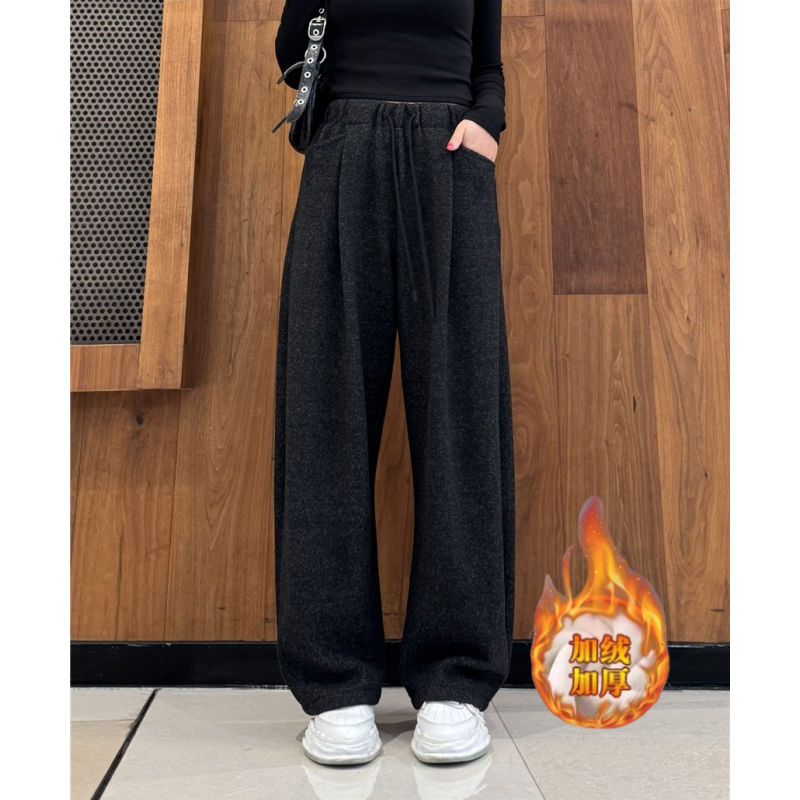 设计感慵懒风弯刀裤2025秋季垂感高腰显瘦百搭休闲长裤加绒阔腿裤