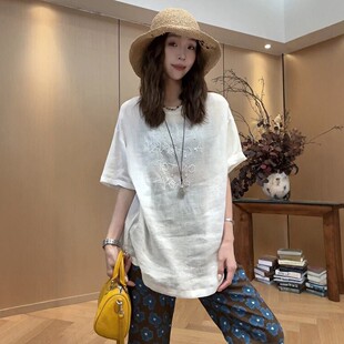 气质白色刺绣衬衫女款夏装2026新款法式独特绝美中长款短袖上衣女