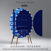 意式 储物柜 高端椭圆形实木酒柜家用大户型餐边柜豪宅酒店设计师款