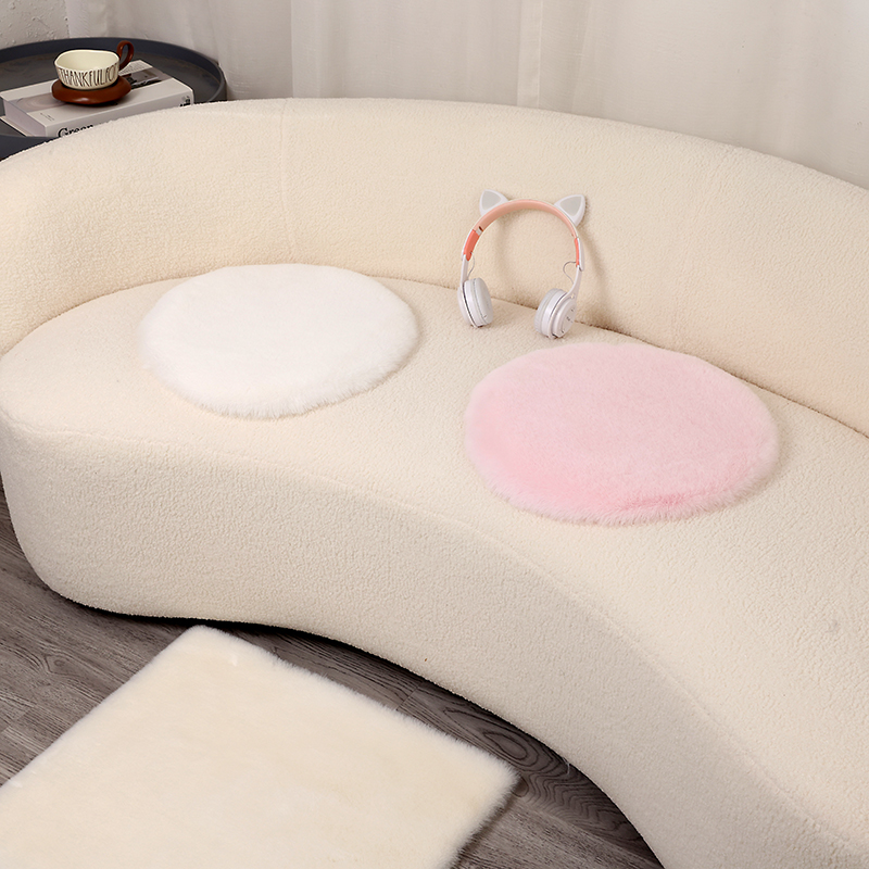加厚兔毛绒沙发垫圆形椅子坐垫餐椅电脑椅休闲蒲团座垫办公室凳垫