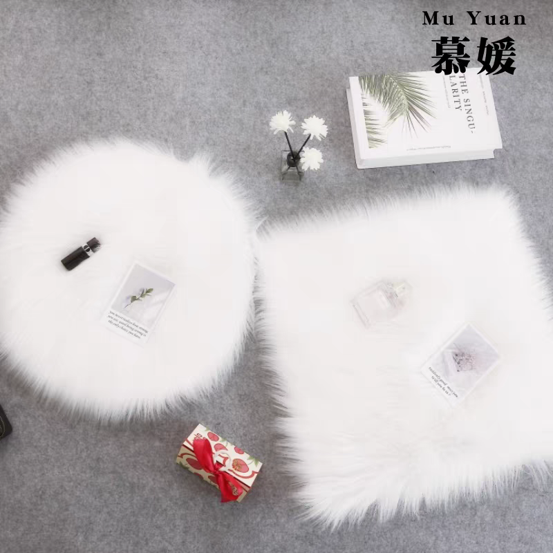 ins拍照道具摆件毛毯白色长毛绒布地毯美妆饰品服饰拍摄影背景布