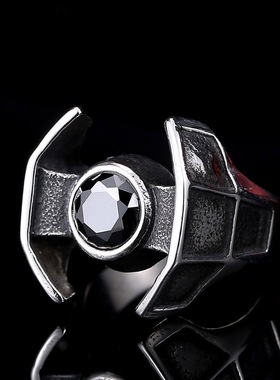 黑钻锆石戒指金属复古男女