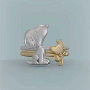 可爱史努比和糊涂塌客小鸟对戒指 卡通可爱童趣百搭戒指手饰礼物