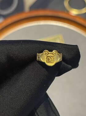 新中式宝宝乐福戒指开口可调节满月百天周岁送礼轻奢设计感指环