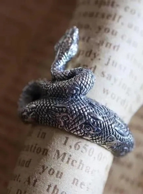 美式冷峻花斑蛇开口指环时尚个性