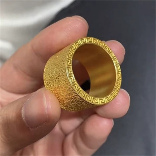 复古高级感大气黄金色扳指戒个性气质男士霸气食指环戒子手饰